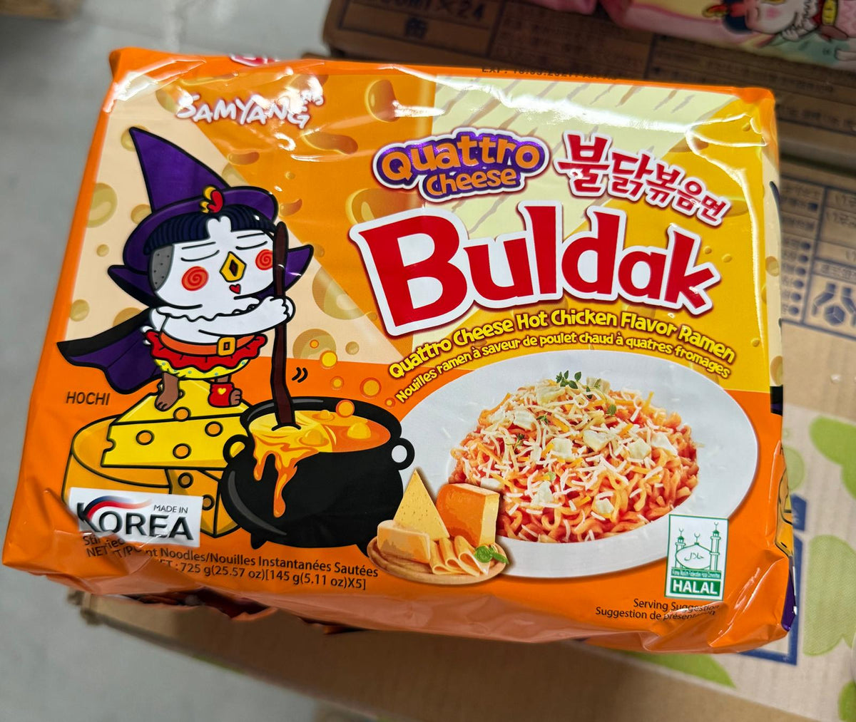 Samyang Buldak Quattro Cheese Hot Chicken Ramen – Box 5 × 145 g